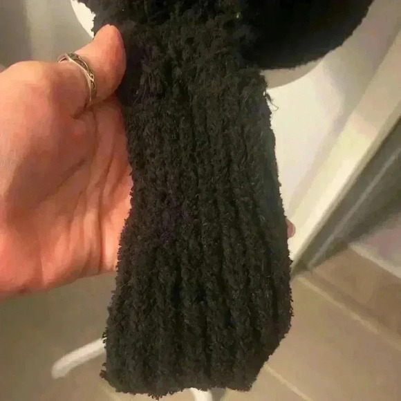 Free People black sweater crochet pullover NWOT has robbed cuffs & waistband XS - Picture 6 of 10